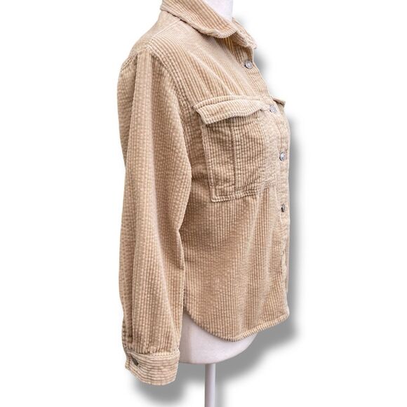 Zara Corduroy Shacket Shirt Jacket Womens 10 Long Sleeve Button Up Western - Picture 2 of 13